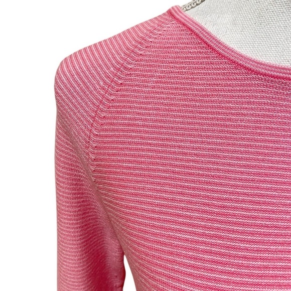 J.McLaughlin pink stripe long sleeve modal cotton top gold buttons sleeve medium - Picture 4 of 12